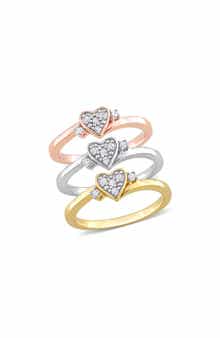 Set Of 3 Diamond Heart Rings - 0.3ct.