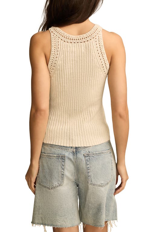 LUCKY BRAND LUCKY BRAND OPEN STITCH TRIM LINEN & COTTON SWEATER TANK