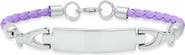 STEELTIME Stainless Steel Purple Faux Leather ID Bracelet
