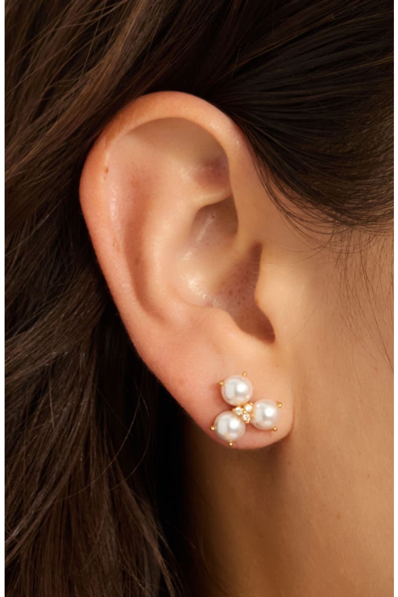 Freshwater Pearl Stud Earrings, Alternate, color, WHITE