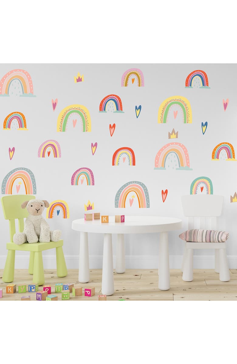 WALPLUS Hand-Drawn Rainbows Wall Decor, Main, color,