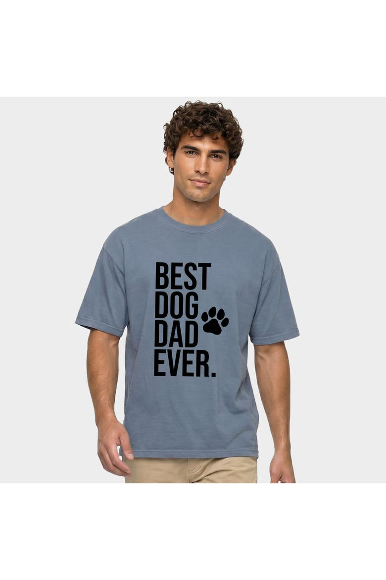 Best Dog Dad Ever Paw Garment Dyed T-Shirt, Alternate, color, Blue Jean