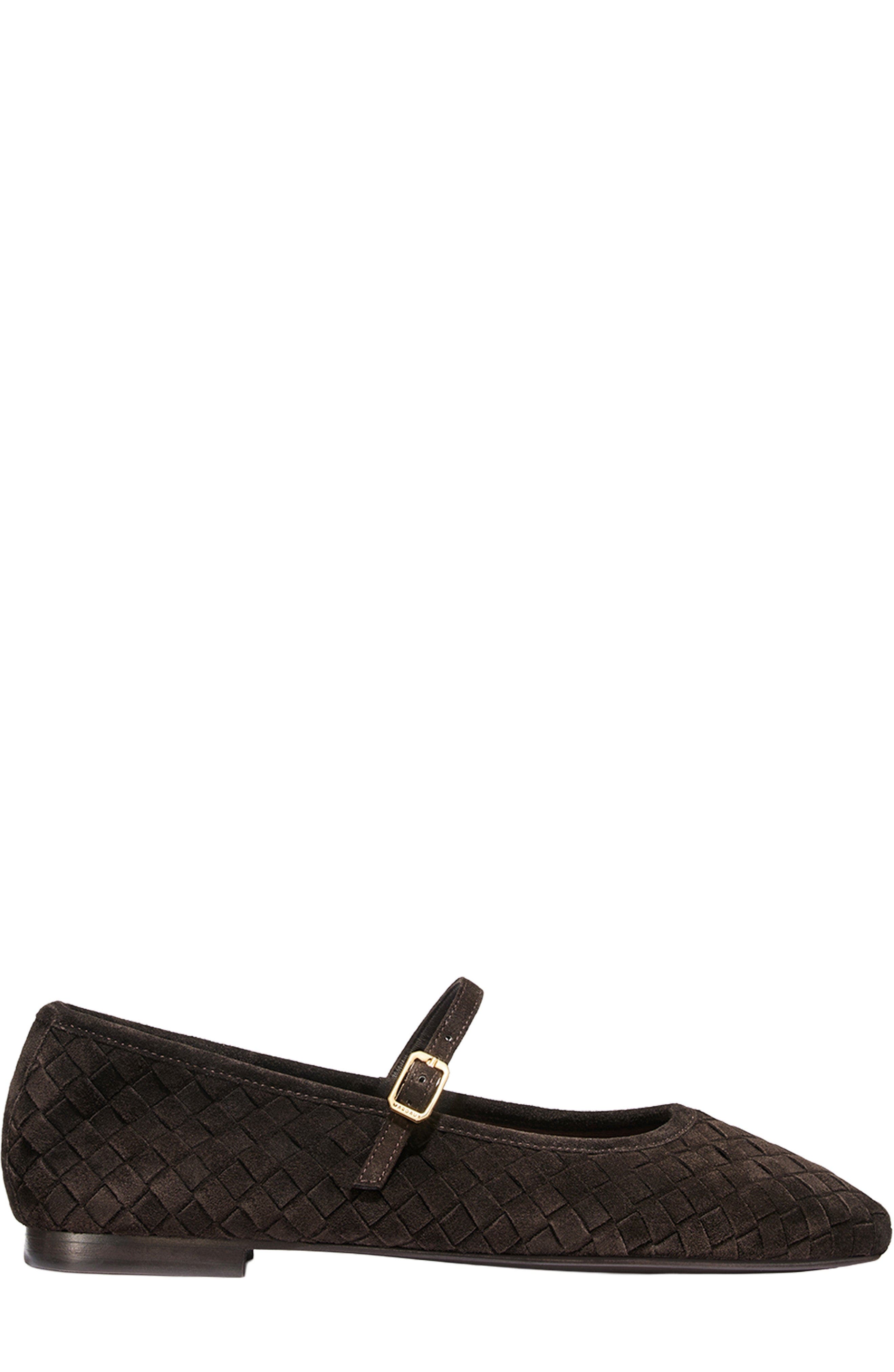 The Fonteyn Jane Flats, Main, color, Chocolate Woven Pasado Suede