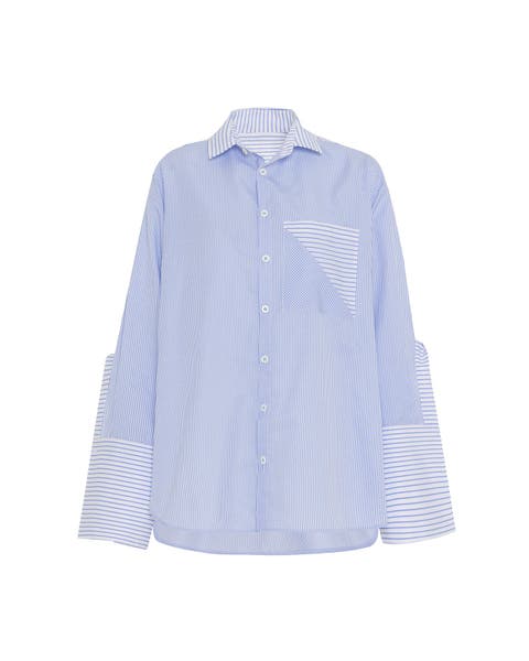 Echo Side Button Boyfriend Stripe Shirt