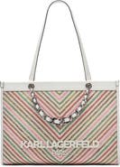 KARL LAGERFELD PARIS Savoie Chevron Raffia Tote