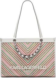 KARL LAGERFELD PARIS Savoie Chevron Raffia Tote