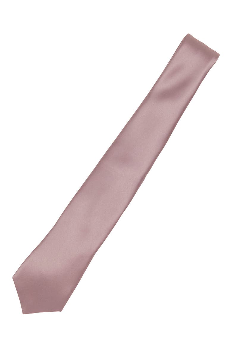 Solid Satin Tie, Alternate, color, ROSE QUARTZ
