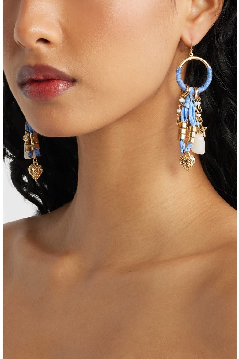 Bandana Charm Drop Earrings, Alternate, color, BLUE