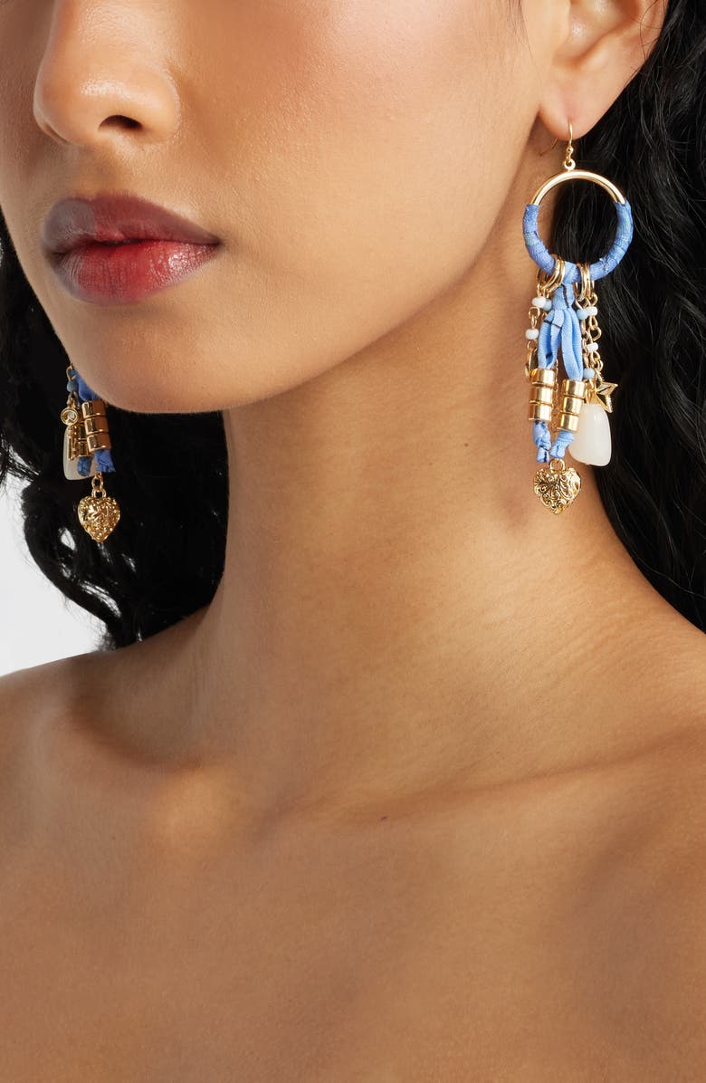 BP. Bandana Charm Drop Earrings, Alternate, color, Blue