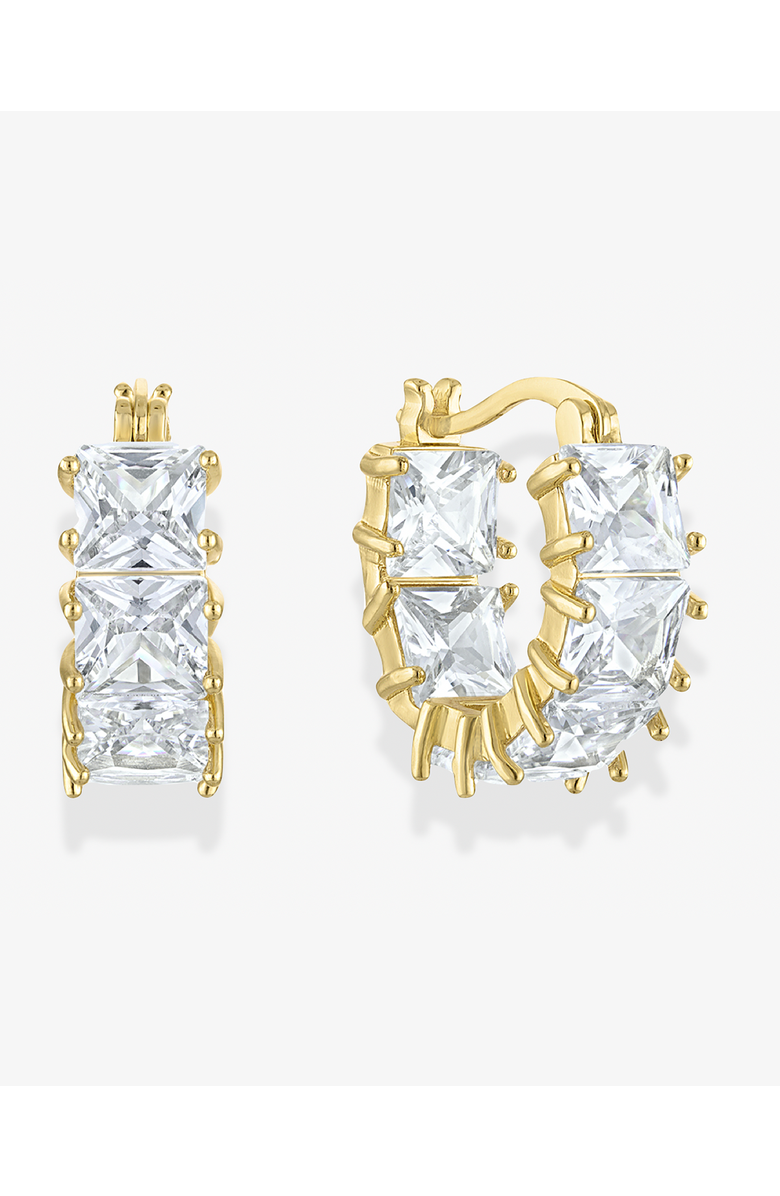 BEN ONI Square Cut Cubic Zirconia Huggie Hoops, Main, color, Gold