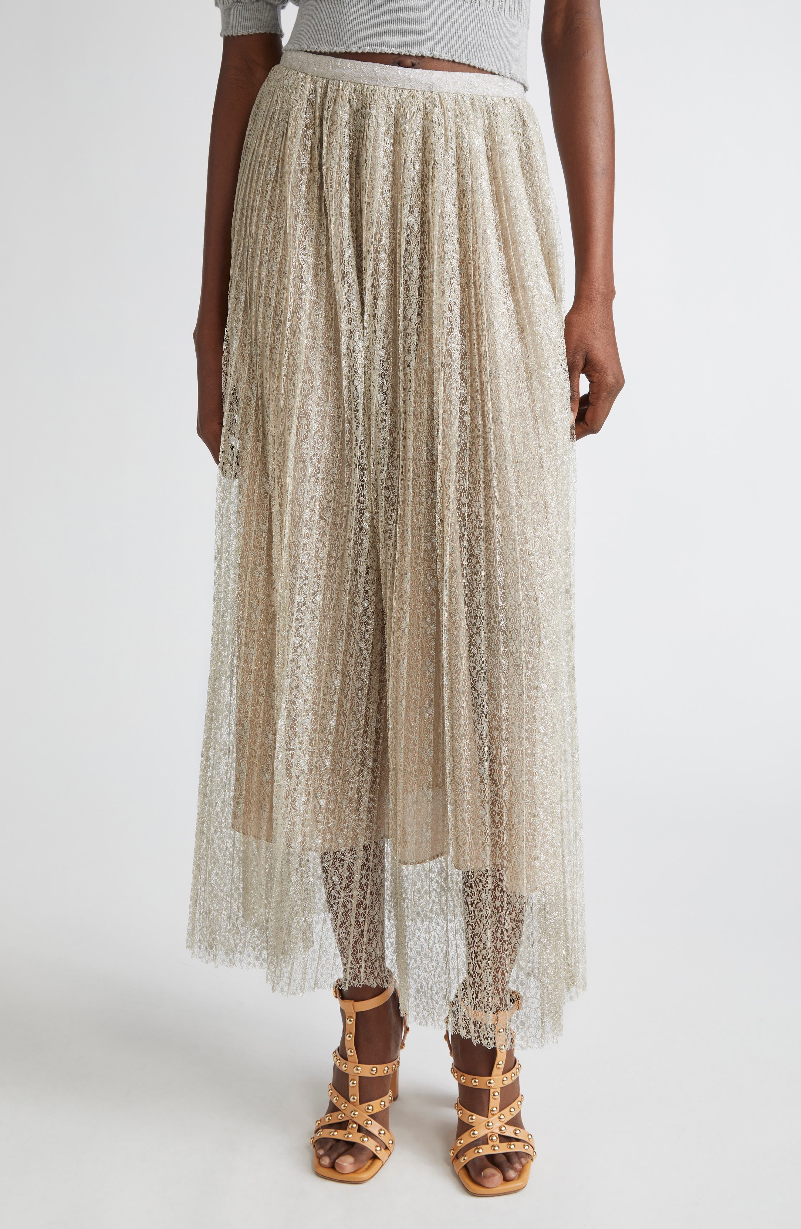 Maren Lace Pleated Maxi Skirt