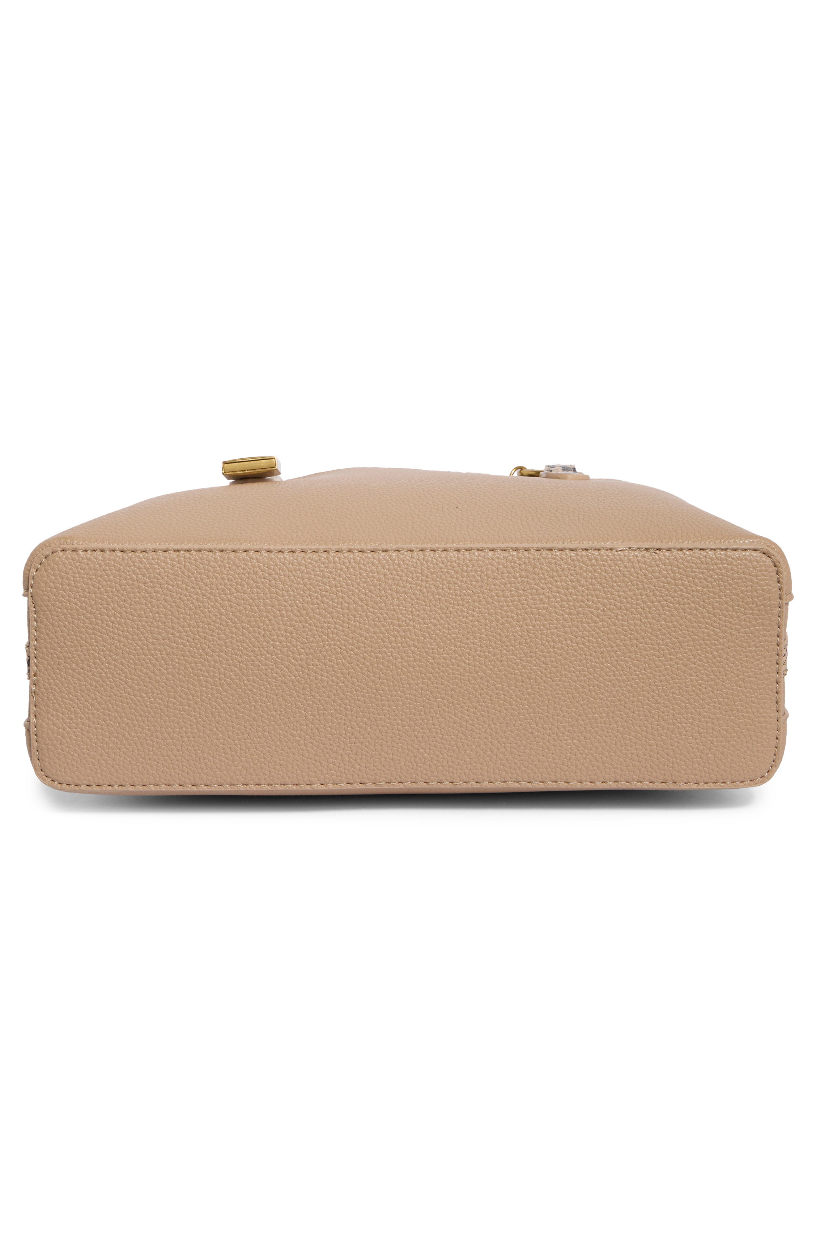 Gemma Faux Leather Satchel, Alternate, color, ALMOND