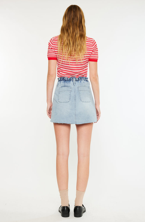 Kancan Kerro High Rise Midi Skater Skirt In Blue