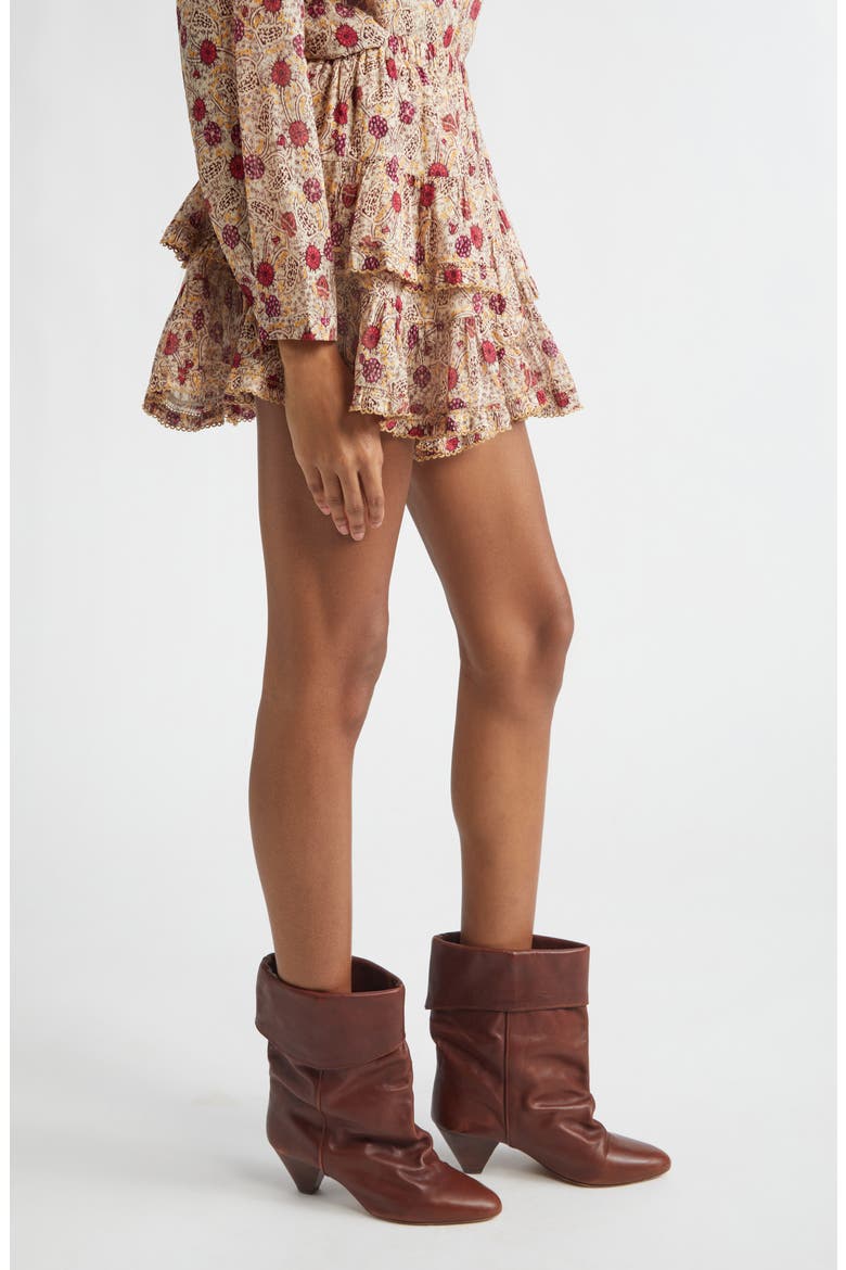 Jocadia Ruffle Cotton Miniskort, Alternate, color, ECRU/ RASPBERRY