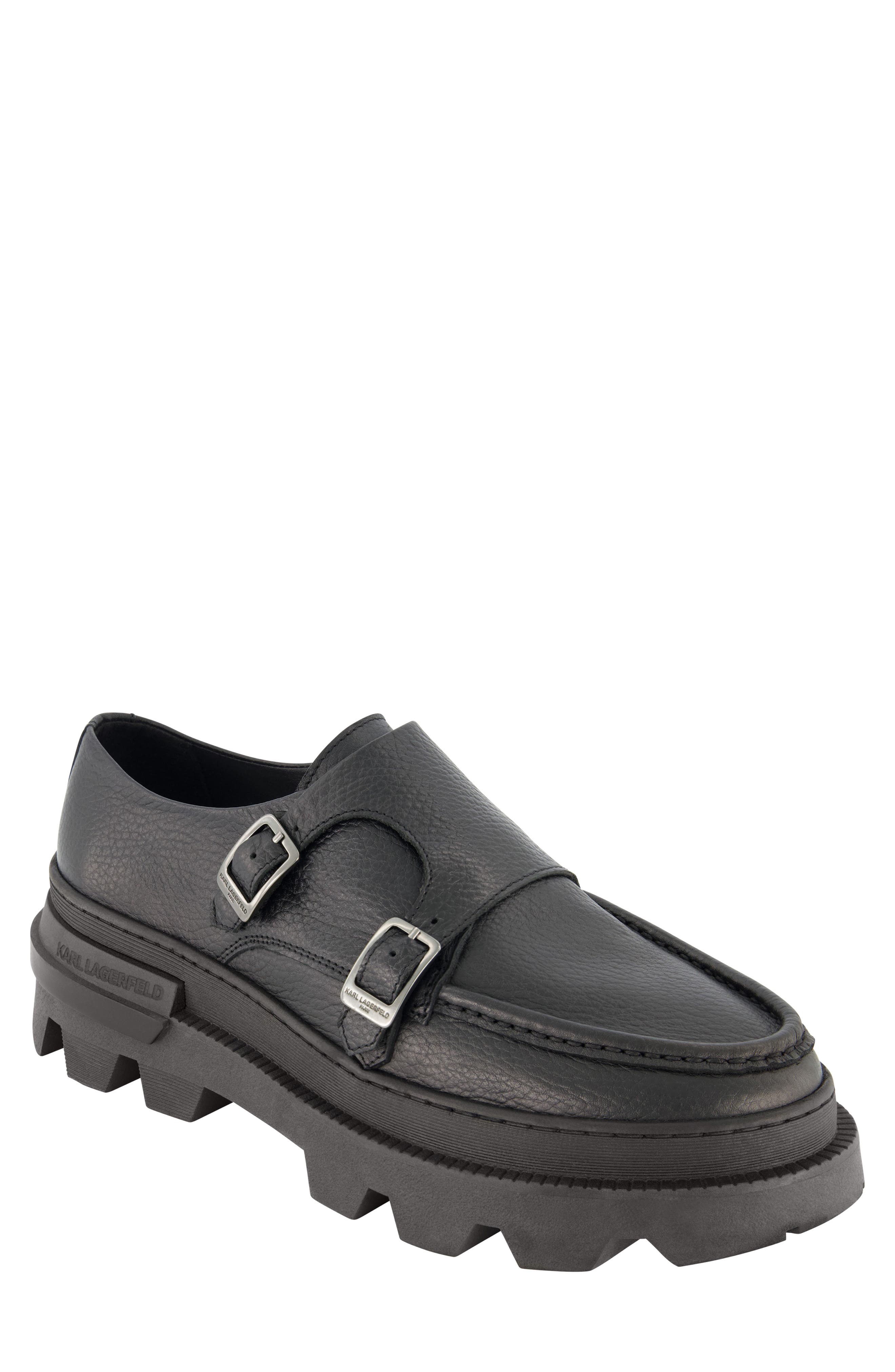 KARL LAGERFELD PARIS Tumbled Double Monk Strap Shoe