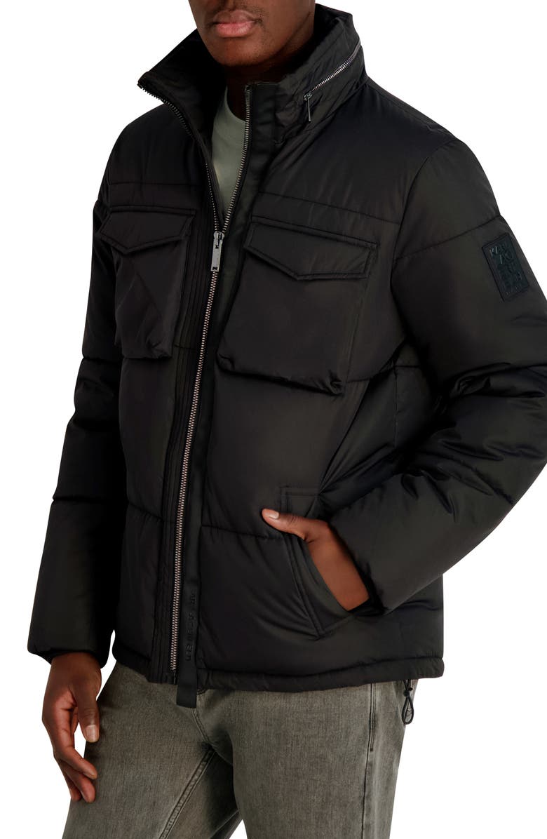 KARL LAGERFELD PARIS Quilted Puffer Jacket, Alternate, color, Black