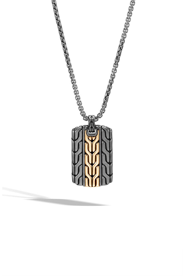 Men's Classic Chain Dog Tag Necklace, Main, color, SILVER/ GOLD