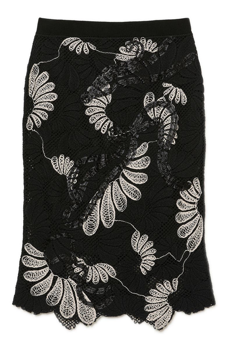 Campale Knit Midi Skirt, Alternate, color, IVORY/BLACK
