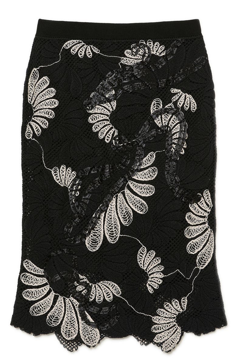 Marina Rinaldi Campale Knit Midi Skirt, Alternate, color, Ivory/Black