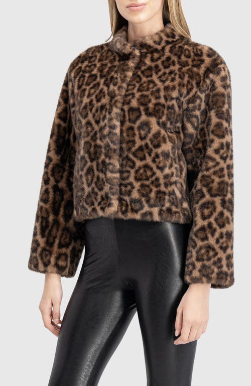 Lyla Grant Fur-free Mink (faux Fur) Collarless Jacket In Animal Print