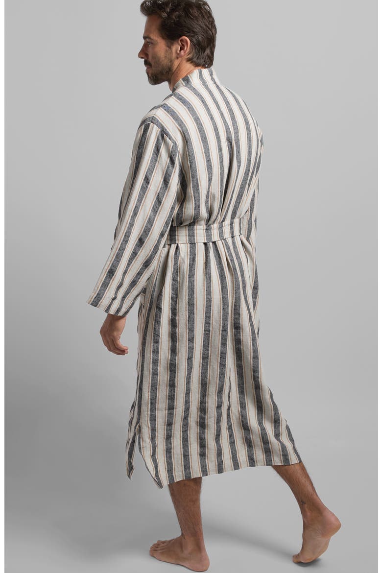 Stripe Linen Robe, Alternate, color, NATURAL WITH SOFT BLACK