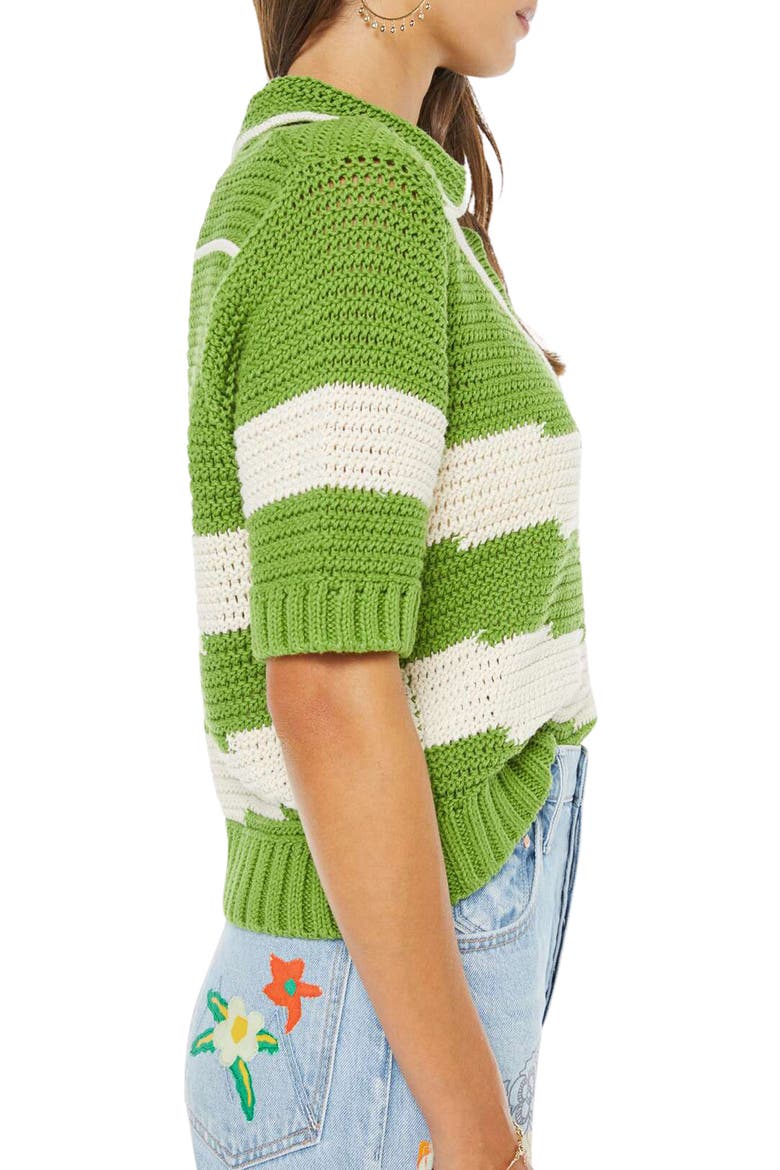 The Raquette Short Sleeve Cotton Sweater, Alternate, color, COWBOYS IN INDIA