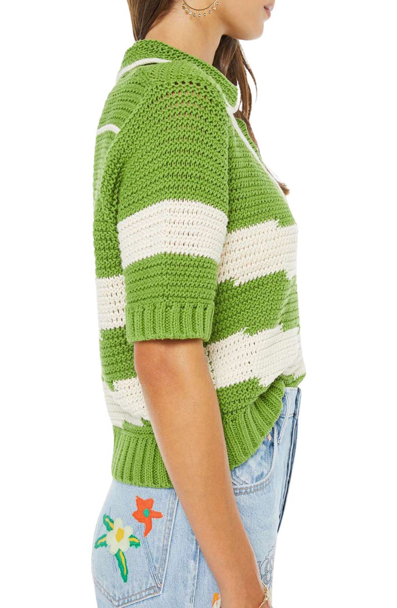 MOTHER The Raquette Short Sleeve Cotton Sweater, Alternate, color, Cowboys In India