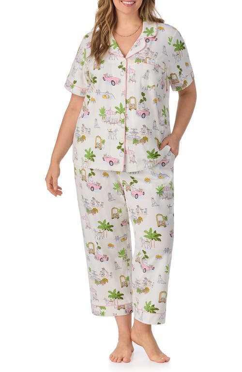 Bedhead Pajamas Print Stretch Organic Cotton Jersey Crop Pajamas In Poolside Poodles
