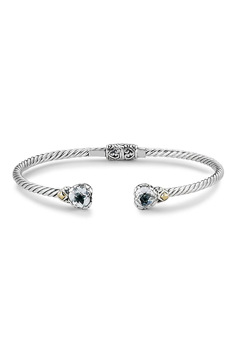 18k Gold & Sterling Silver White Topaz Bypass Bangle, Main, color, WHITE