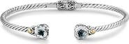 SAMUEL B. 18k Gold & Sterling Silver White Topaz Bypass Bangle
