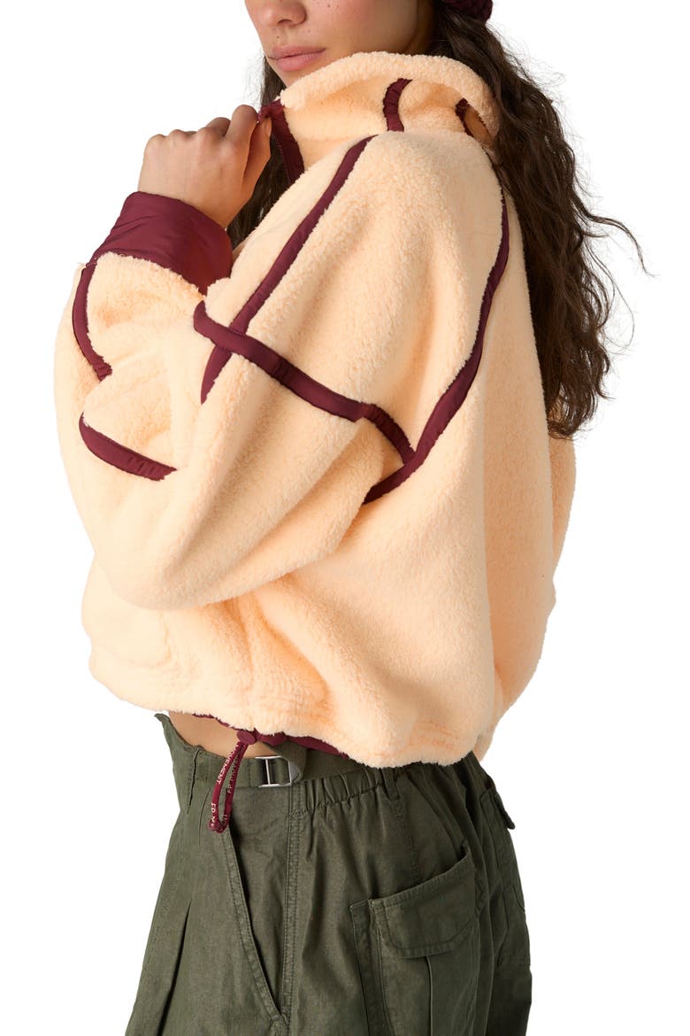 FP Movement Mountain High Fleece Half Zip Pullover, Alternate, color, PINA COLADA/RED VELV