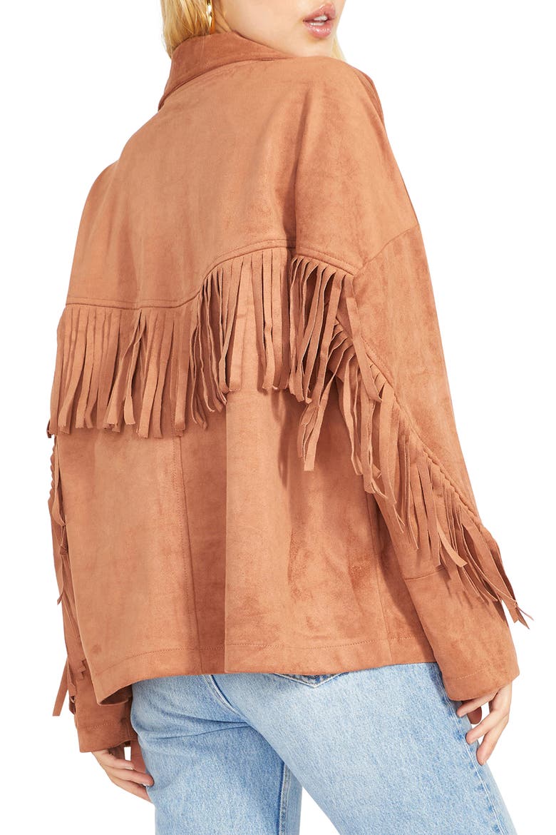 BB Dakota Westworld Fringe Faux Suede Jacket, Alternate, color, TERRACOTTA