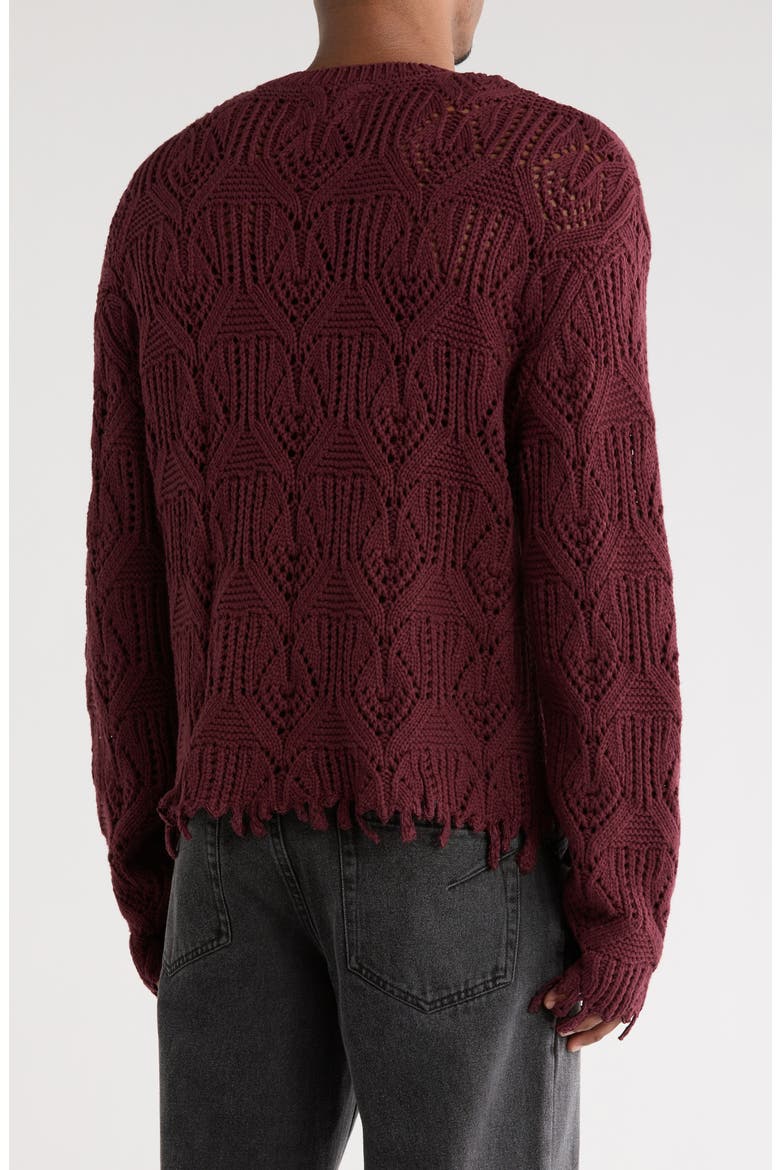 Open Stitch Cotton Crewneck Sweater, Alternate, color, BERRY