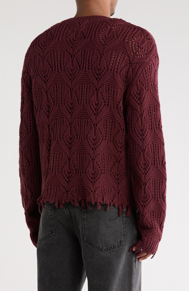 HONOR THE GIFT Open Stitch Cotton Crewneck Sweater, Alternate, color, Berry