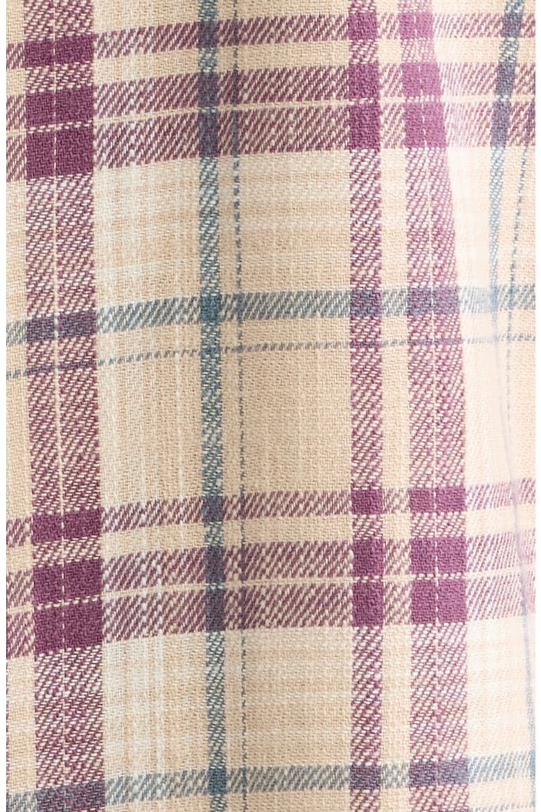Slim Fit Plaid Stretch Selvedge Button-Up Shirt, Alternate, color, GREEN/ PURPLE MULTI PLAID