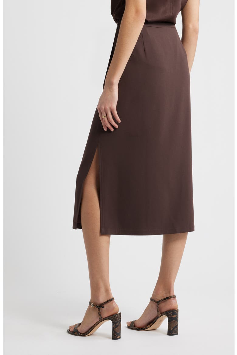 Crepe Midi Pencil Skirt, Alternate, color, BROWN COFFEE