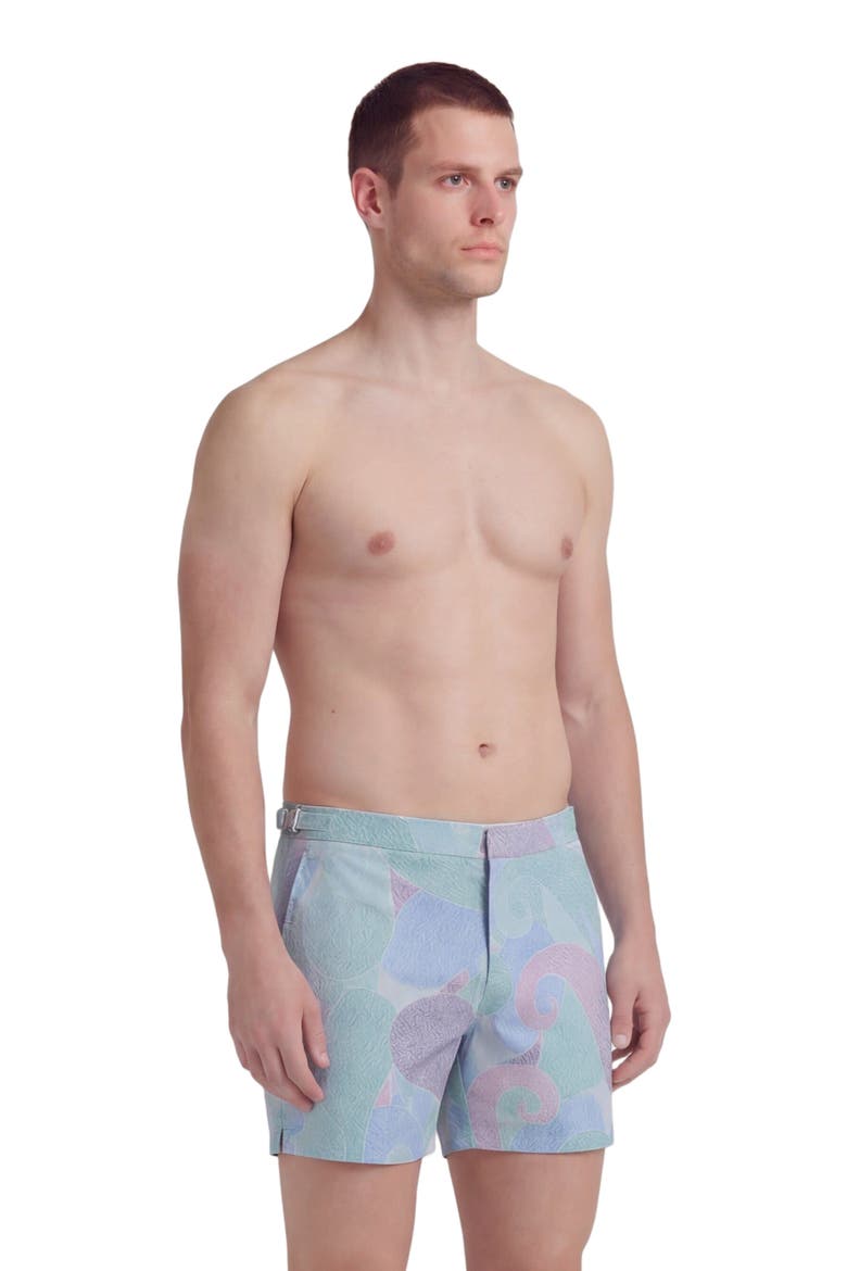 Grain Paisley Mens Tailored Swim Short, Alternate, color, GRAIN PAISLEY TEAL
