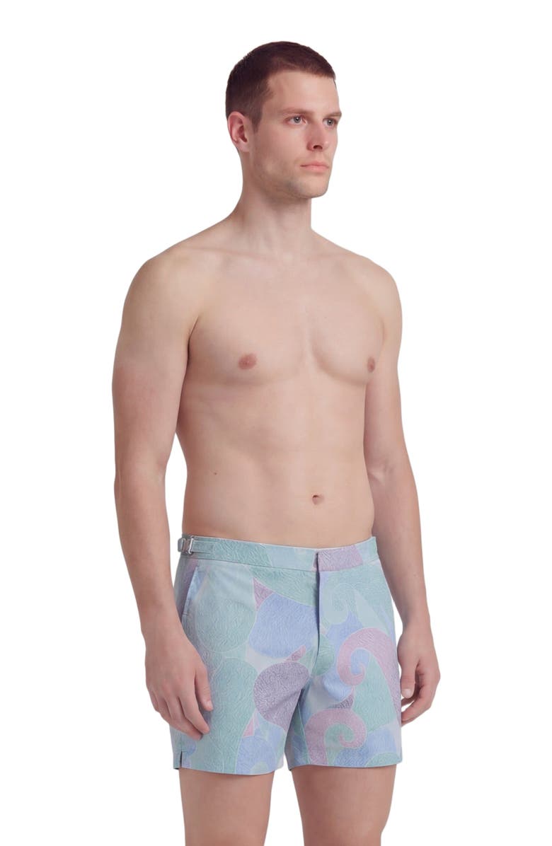 Lords of Harlech Grain Paisley Mens Tailored Swim Short, Alternate, color, Grain Paisley Teal