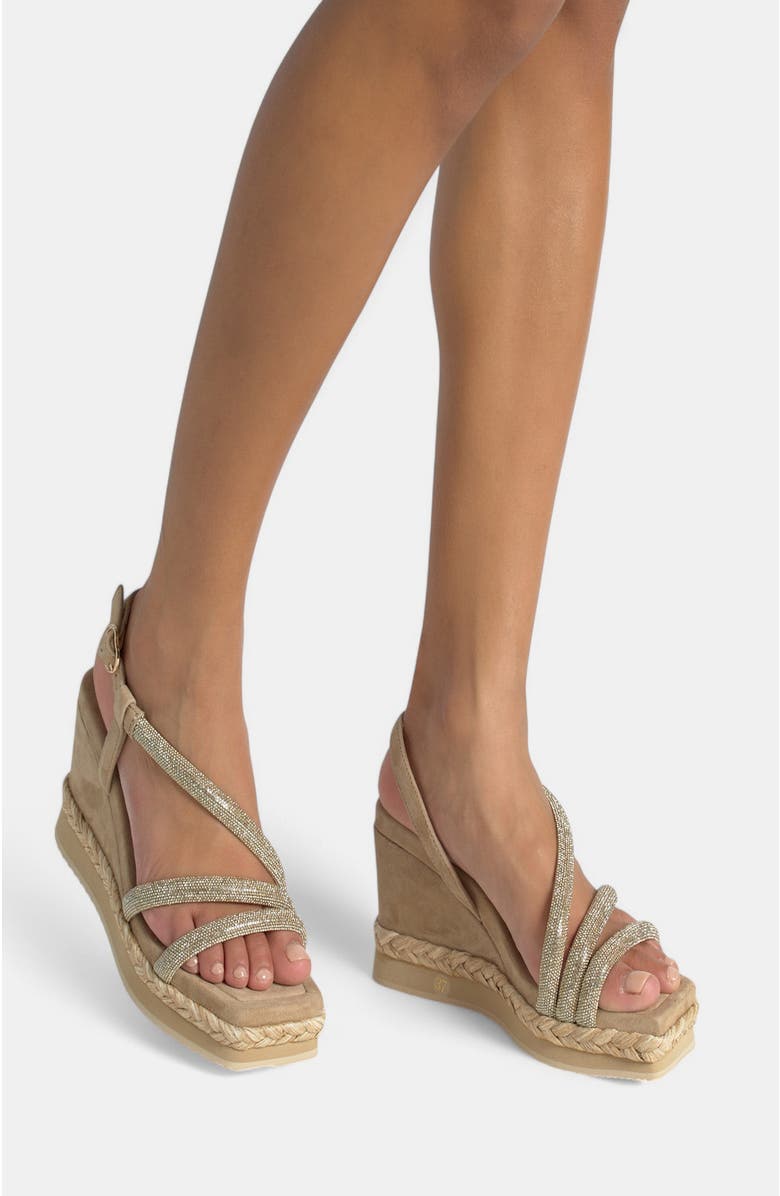 Alma en Pena Braided Wedge With Rhinestones, Alternate, color, Beige