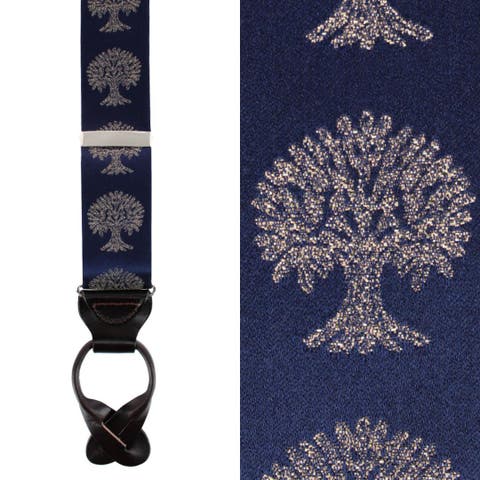 Heritage Oak Tree Novelty Silk Button End Suspenders (Braces)