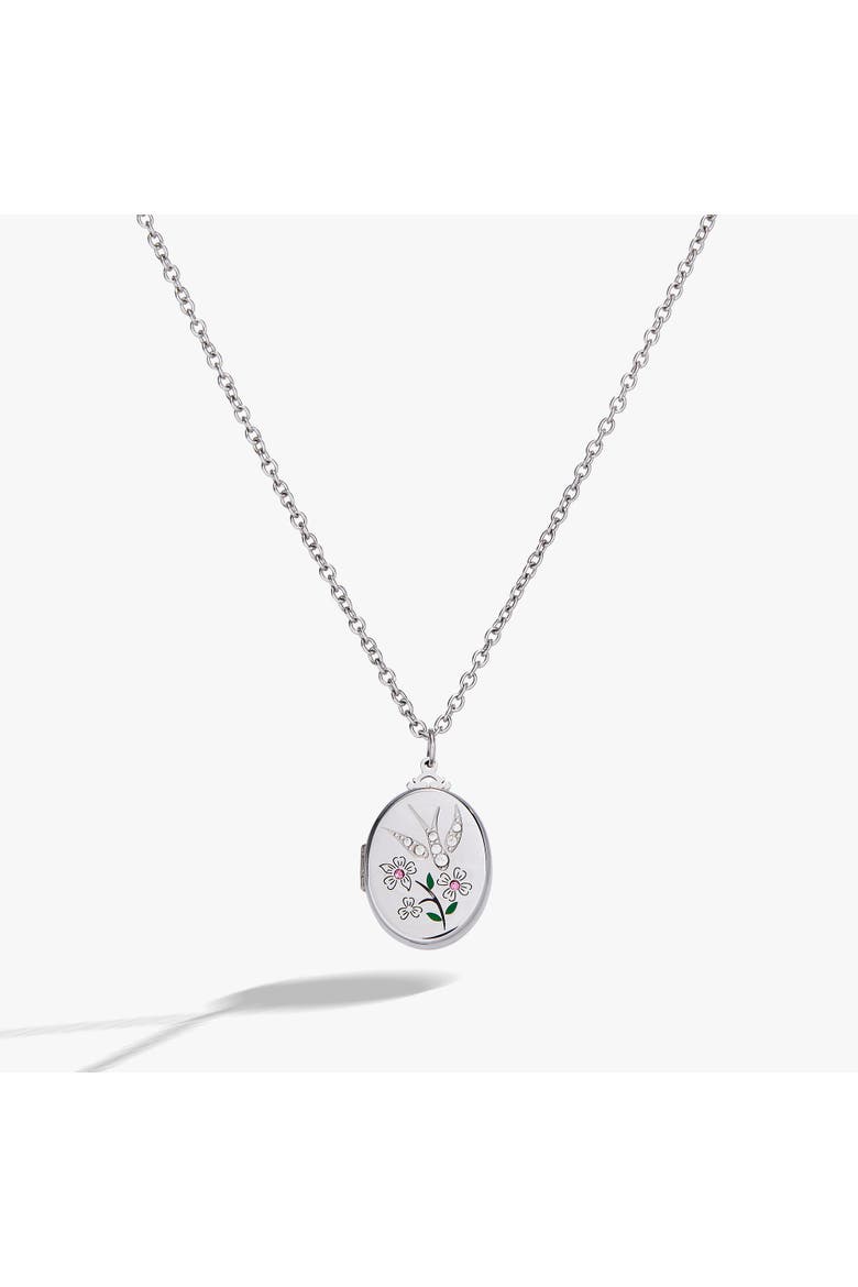 Birds of a Feather Locket Pendant Necklace, Main, color, Silver