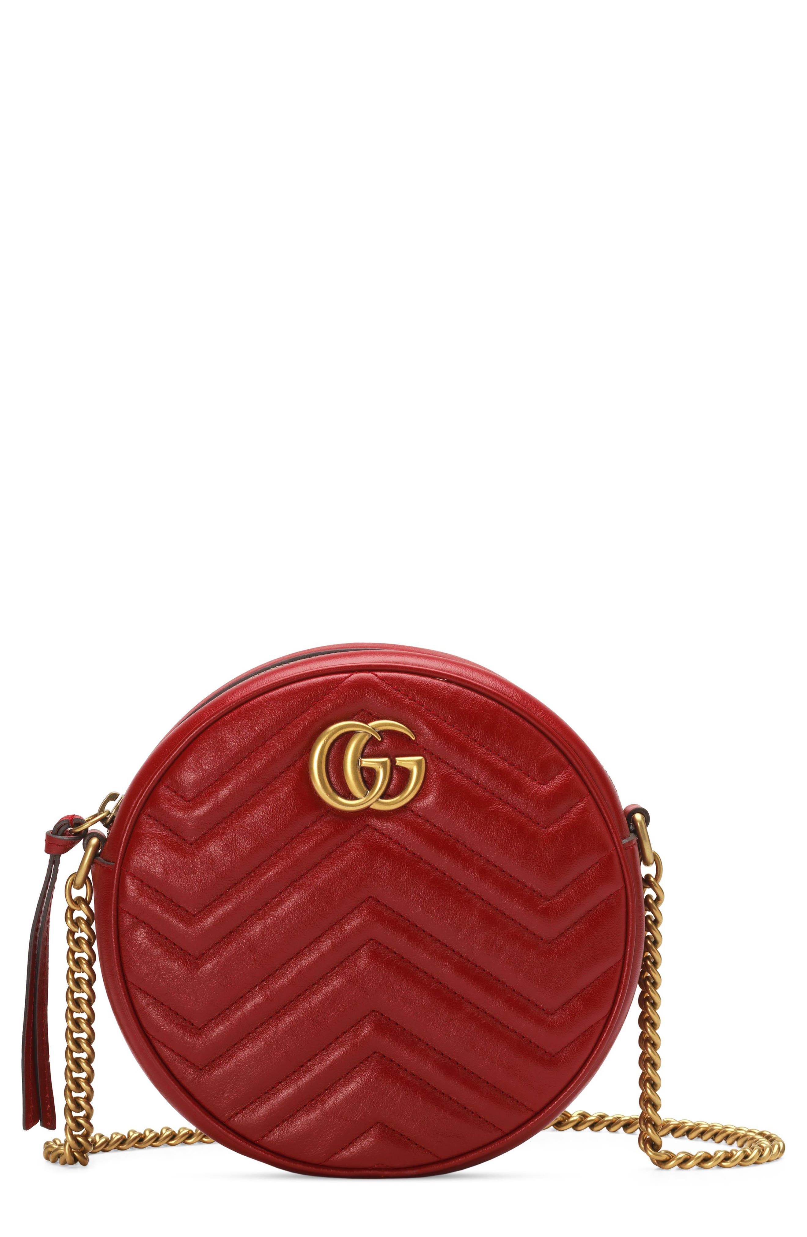 Gucci Mini GG Matelassé Round Leather Shoulder Bag, Main, color, 