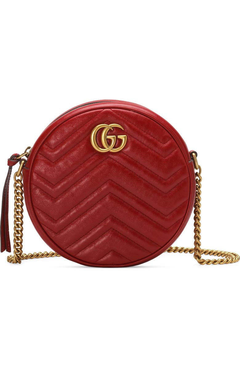 Gucci Mini GG Matelassé Round Leather Shoulder Bag, Main, color,