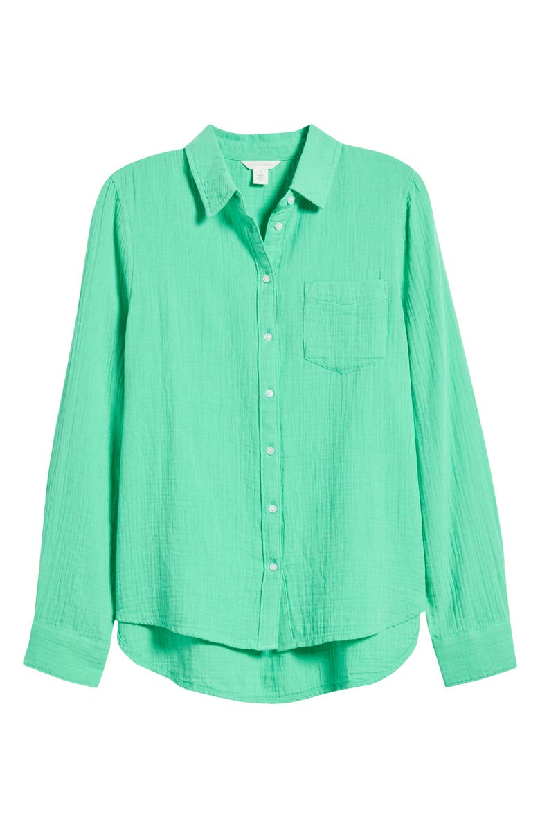 Caslon<sup>®</sup> Casual Gauze Button-Up Shirt, Alternate, color, Green Celtic