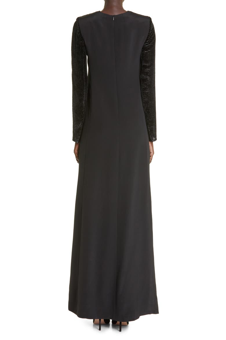 Grid Devoré Sheath Gown, Alternate, color, 009 BLACK