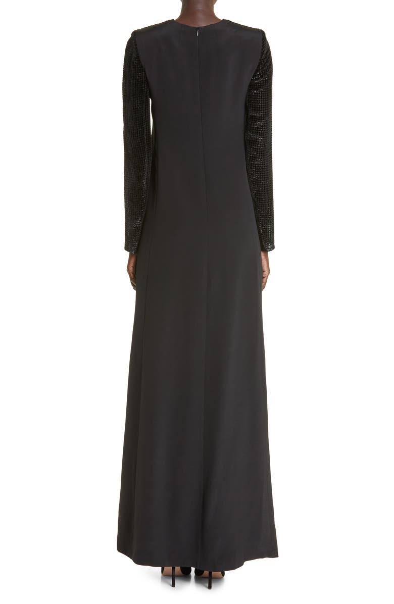 Akris Grid Devoré Sheath Gown, Alternate, color,