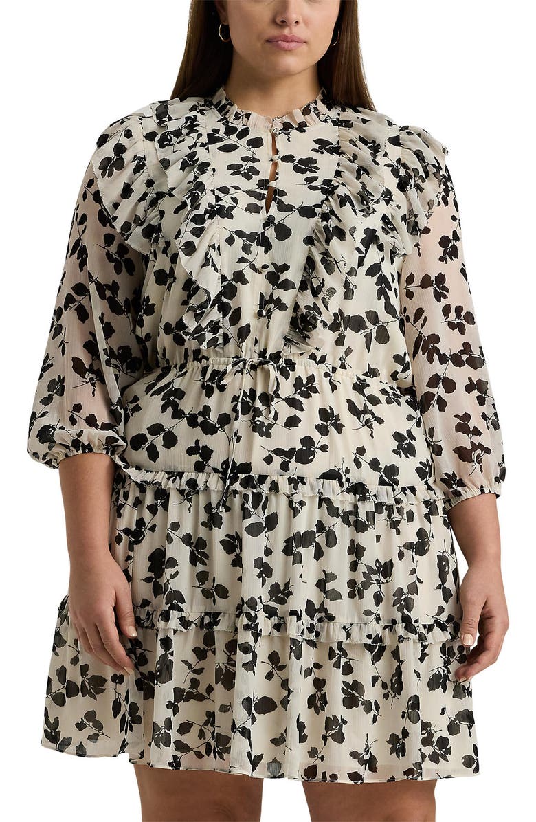 Ralph Lauren Floral Ruffle Tiered Fit & Flare Dress | Nordstromrack