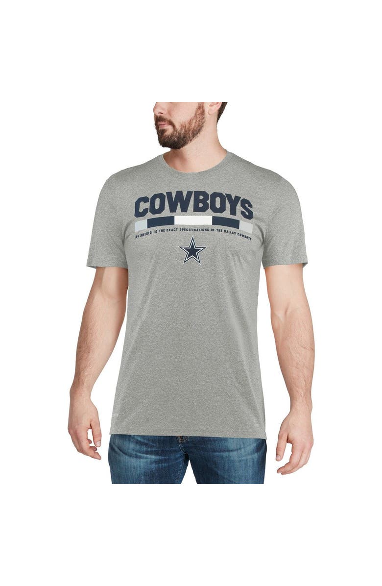Nike Men's Nike Heather Gray Dallas Cowboys Sideline Legend Staff Performance T-Shirt, Alternate, color, 