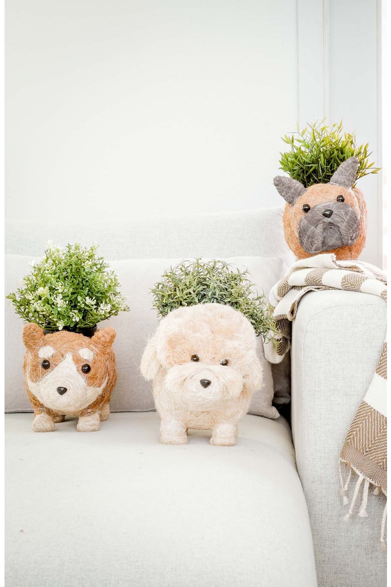 Corgi Handwoven Planter, Alternate, color, BROWN / WHITE