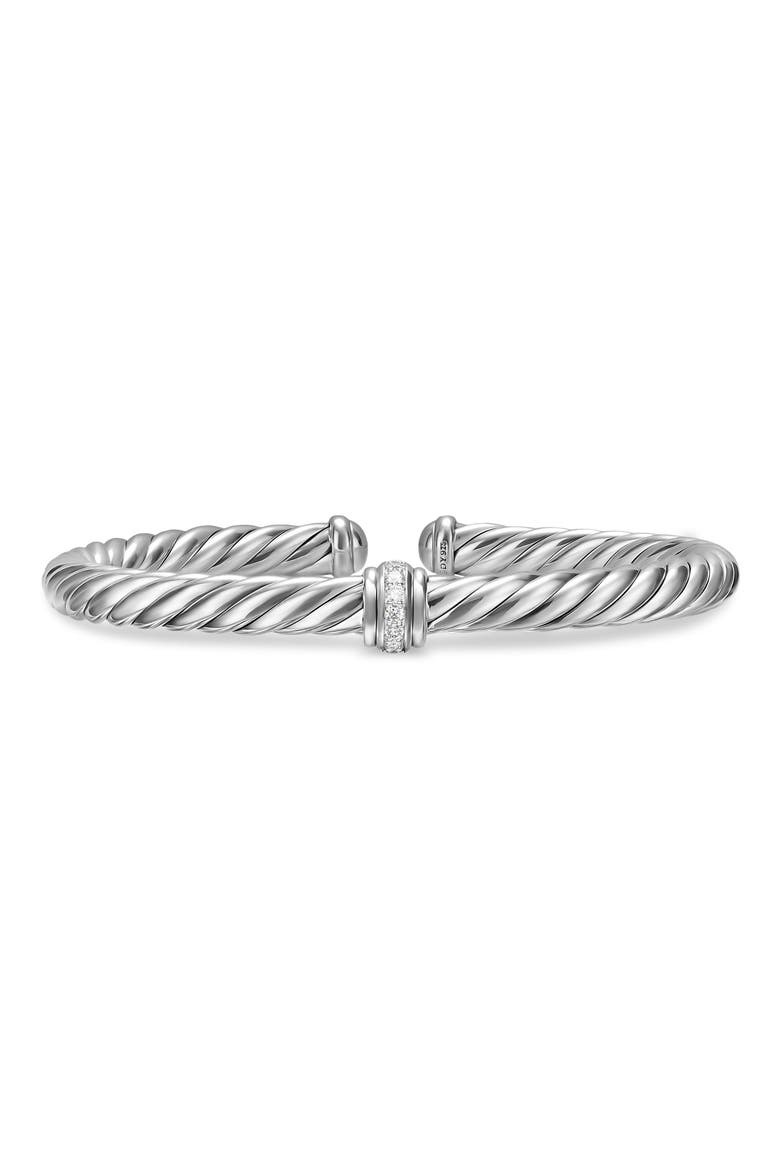 Cablespira® Flex Bracelet in Sterling Silver with Diamonds, 6mm, Main, color, SILVER PAVE